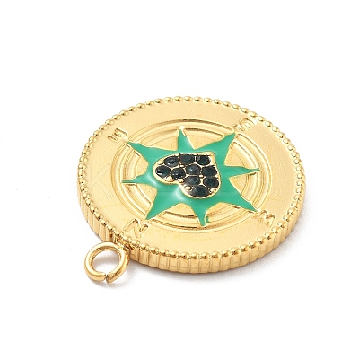 304 Stainless Steel Enamel Rhinestone Pendants STAS-L283-38G-1