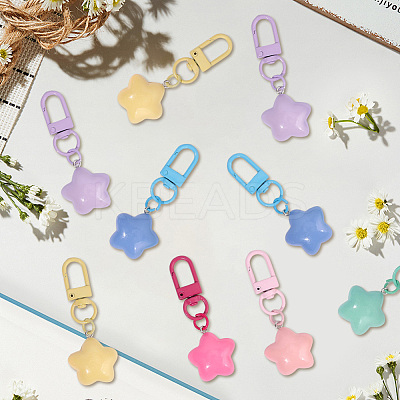 18Pcs 6 Colors Resin Star Pendant Decoraitons FIND-BBC0004-92-1