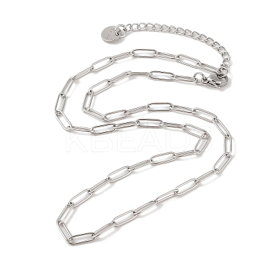 Rack Plating 304 Stainless Steel Paperclip Chain Necklaces NJEW-Q348-01P-1-1