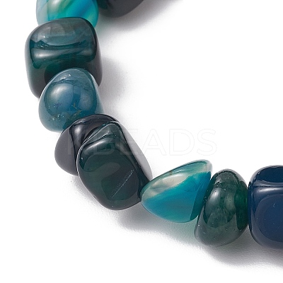Natural Agate Nuggets Beaded Stretch Bracelets for Men Women BJEW-JB11957-01-1