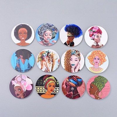 Printed Wooden Big Pendants WOOD-S047-M-1