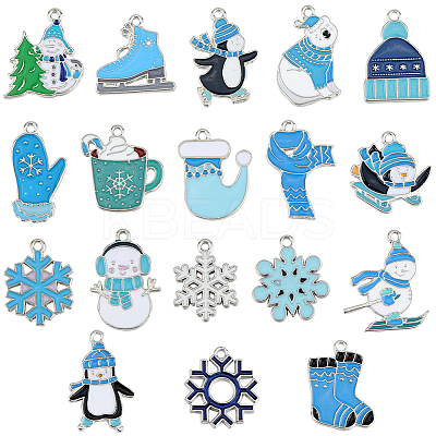 36Pcs 18 Styles Christmas Zinc Alloy Enamel Pendants FIND-SC0011-71-1
