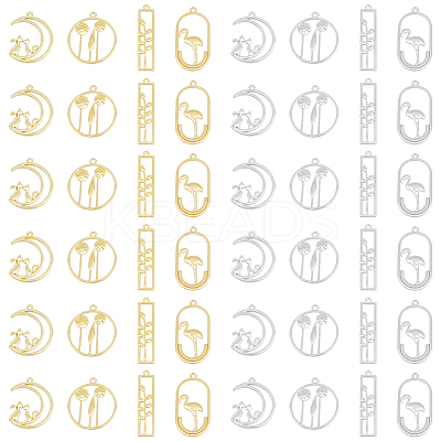 48Pcs 8 Style Rack Plating Alloy Pendants FIND-FH0006-18-1
