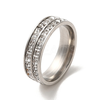 304 Stainless Steel Finger Ring with Cubic Zirconia RJEW-Z029-01P-1