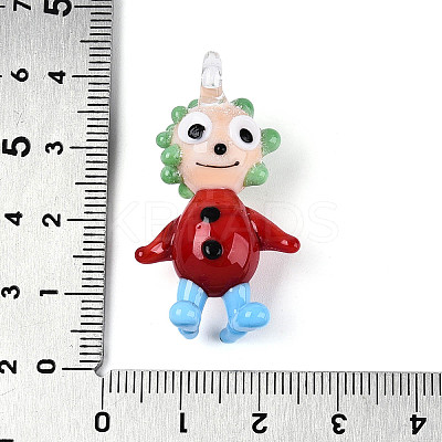 Handmade Lampwork Clown Figurine Pendants LAMP-T025-09B-1