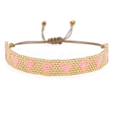 Heart Handmade Miyuki Seed Bead Braided Bead Bracelets for Women RA3888-3-1