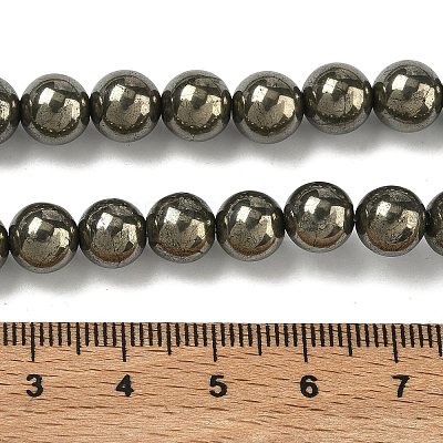 Natural Gold Pyrite/Golden Pyrite Beads Strands G-G459-B01-8mm-1