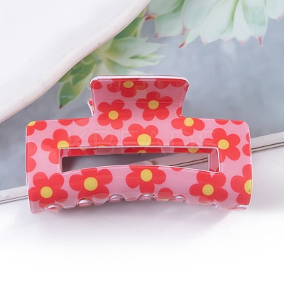 Flower Pattern PVC Plastic Claw Hair Clips PW-WG97083-04-1