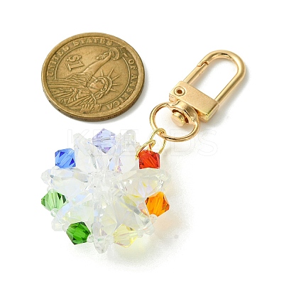 Flat Round Glass Pendant Decorations HJEW-TA00195-1