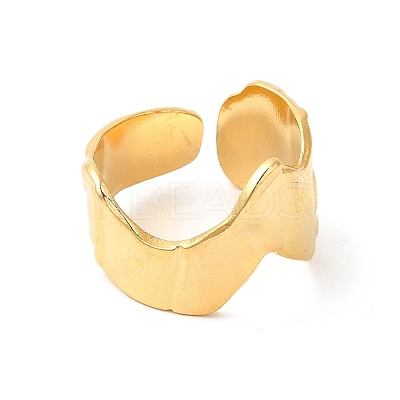 Ion Plating(IP) 304 Stainless Steel Wave Open Cuff Ring for Women LS-RJEW-E063-17G-1