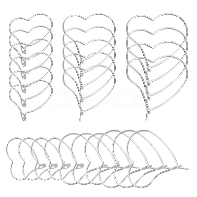 300Pcs 3 Styles 304 Stainless Steel Hoop Earring Findings STAS-UN0023-08-1
