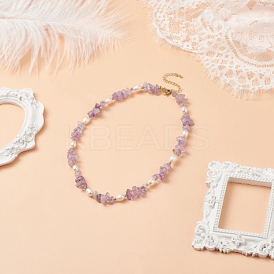 4Pcs 4 Style Natural Mixed Gemstone Chips & Pearl Beaded Necklaces Set for Women NJEW-JN04008-1