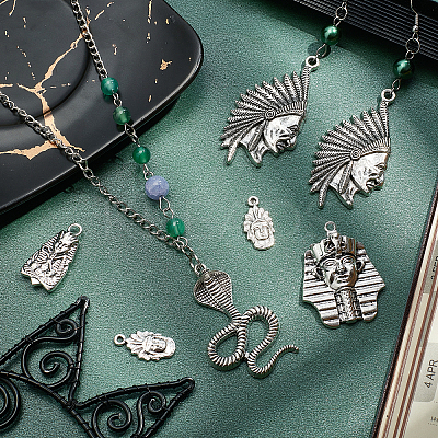 36Pcs 6 Style Tibetan Style Alloy Pendants FIND-AR0001-37-1
