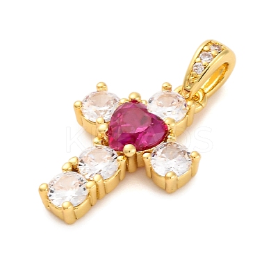 Brass Micro Pave Cubic Zirconia Pendants KK-P288-03G-1