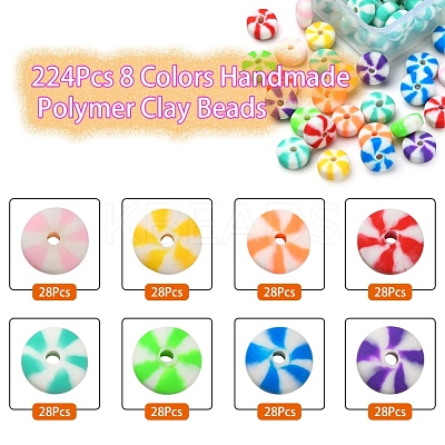 224Pcs 8 Colors Handmade Polymer Clay Beads CLAY-YW0001-53-1
