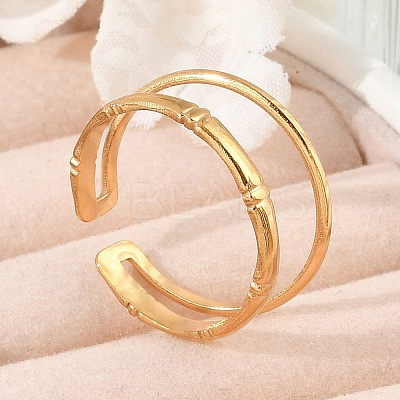 304 Stainless Steel Open Cuff Rings for Women LS-RJEW-A056-01G-1