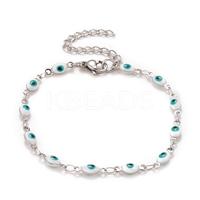 Enamel Horse Eye Link Chains Bracelet BJEW-P271-05P-03-1