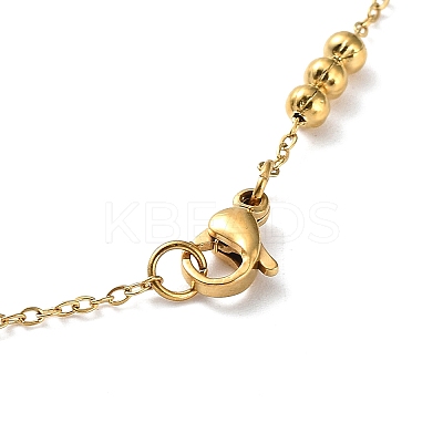 304 Stainless Steel Round Beaded Link Chain Necklaces for Women NJEW-D058-02G-1
