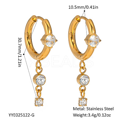 Elegant Stainless Steel Rhinestone Tassel Hoop Earrings RZ2213-1-1
