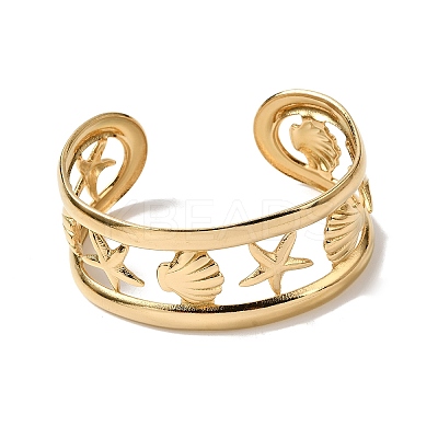 304 Stainless Steel Cuff Bangles for Women BJEW-D384-03G-1