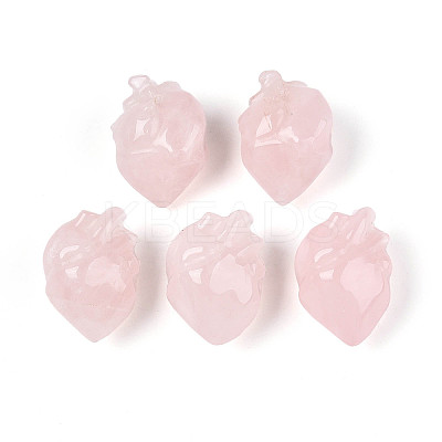 Natural Rose Quartz Heart Beads G-T144-04A-1