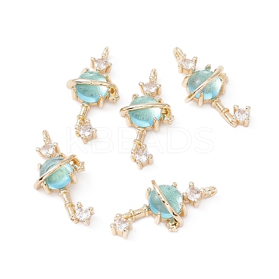 Brass Micro Pave Clear Cubic Zirconia Pendants ZIRC-P100-04G-1