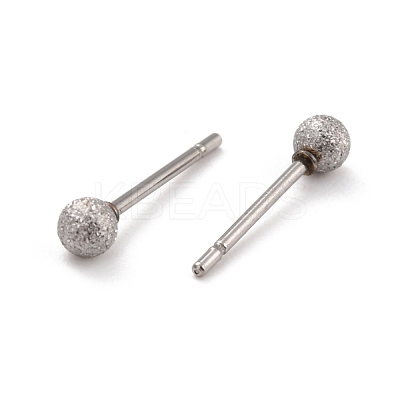Tarnish Resistant 201 Stainless Steel Textured Ball Stud Earrings STAS-Z039-01F-P-1