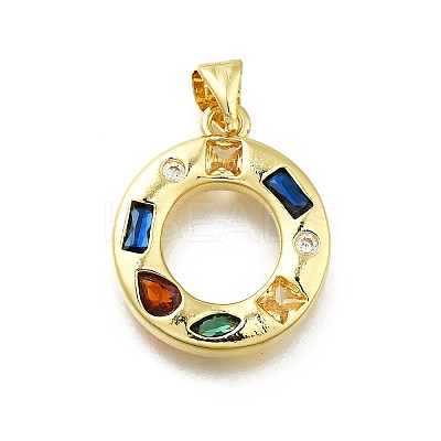 Brass Micro Pave Clear Cubic Zirconia Pendants KK-G521-01G-O-01-1