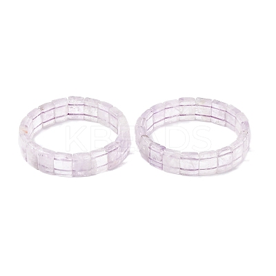Rectangle Natural Amethyst Beads Stretch Bracelets for Women Men BJEW-Z149-01D-1