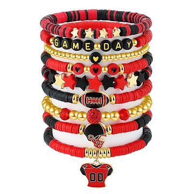 1 Set Handmade Polymer Clay Heishi Beads Stretch Bracelets Set BJEW-SZ0002-67A-02-1