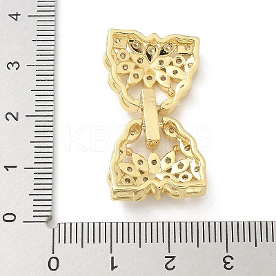 Brass Micro Pave Clear Cubic Zirconia Fold Over Clasps KK-Z083-04G-1