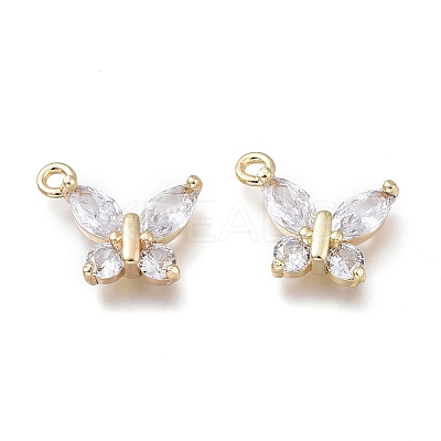 Brass Micro Clear Cubic Zirconia Pendants X-ZIRC-H101-04G-1