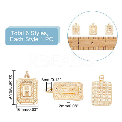6Pcs 6 Style Brass Pendants KK-AR0003-66-1