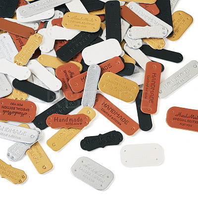 100Pcs 20 Styles PU Leather Label Tags PURS-TA0001-02-1