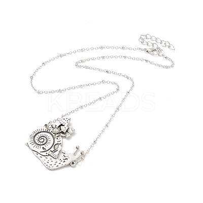Alloy Snail with Mushroom Pendant Necklace with Resin Beaded LS-NJEW-G056-03AS-1
