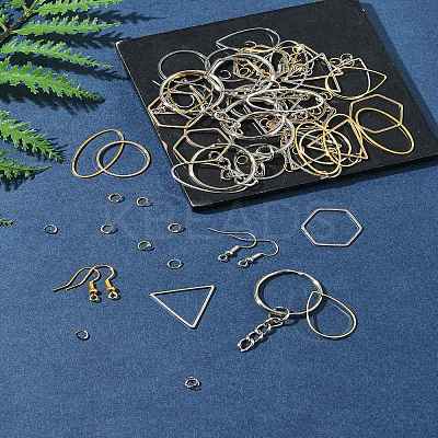 DIY Hexagon/TeardropOval/Triangle Brass Dangle Earring Jewelry Making Kits DIY-FS0007-62-1