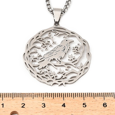 201 Stainless Steel Hollow Hummingbird Pendant Box Chain Necklaces for Women Men LS-NJEW-M086-05P-1