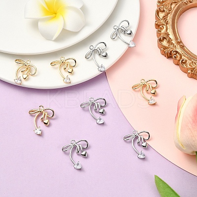 2Pcs 2 Colors Brass Micro Pave Clear Cubic Zirconia Pendants KK-YW0003-91-1