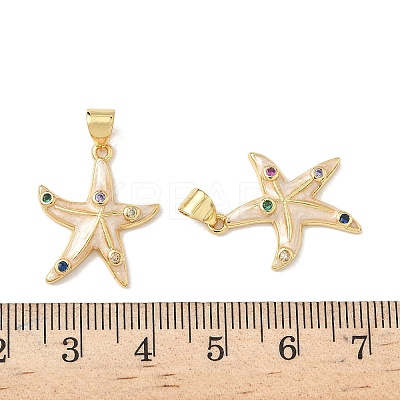 Brass Micro Pave Colorful Cubic Zirconia Enamel Pendants KK-G536-17G-1