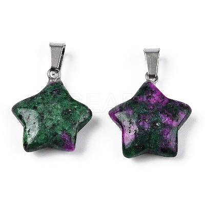 Star Dyed Natural Ruby in Zoisite Pendants G-Q367-19-1