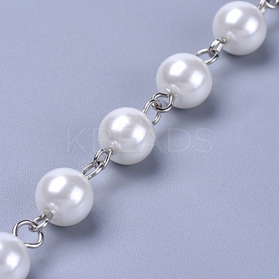 Handmade Dyed Glass Pearl Beaded Chains AJEW-JB00486-01-1