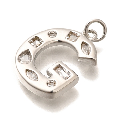 Brass Micro Pave Clear Cubic Zirconia Pendants KK-G521-01P-G-1