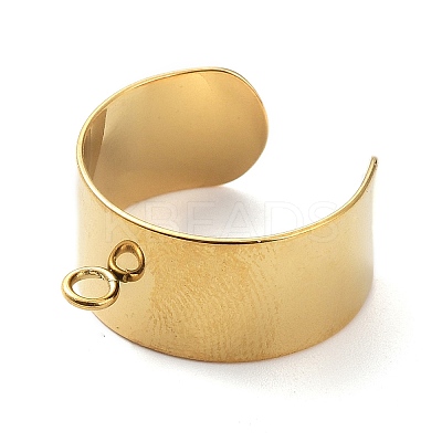 Ion Plating(IP) 304 Stainless Steel Open Cuff Finger Ring Components LS-STAS-WH0029-40B-G-1