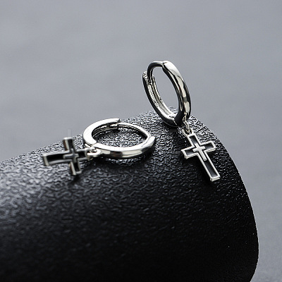 304 Stainless Steel Enamel Hoop Dangle Earrings for Men WGB7547-01-1