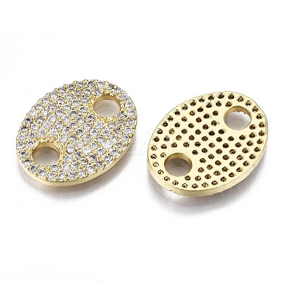 Brass Micro Pave Clear Cubic Zirconia Links Connectors KK-S061-87G-NR-1