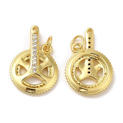 Rack Plating Brass Micro Pave Cubic Zirconia Pendants KK-C030-13G-1