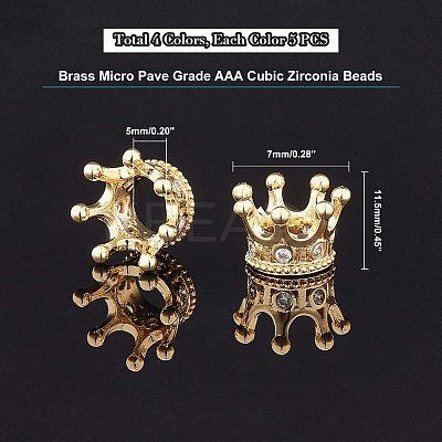 Brass Micro Pave Grade AAA Cubic Zirconia Beads ZIRC-NB0001-48-1