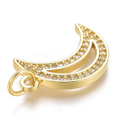Brass Micro Pave Clear Cubic Zirconia Pendants ZIRC-Z008-24G-1