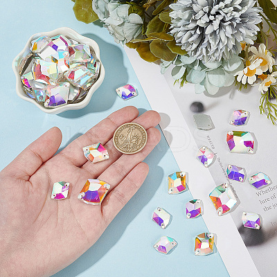 72Pcs 3 Style Irregular Rhombus Glass Sew on Rhinestone GLAA-GO0001-15-1