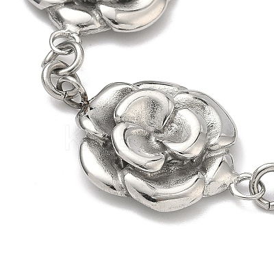 Stainless Steel Flower Link Chain Bracelets for Women LS-BJEW-A033-03P-1